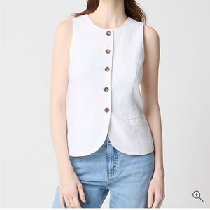 J. Crew Factory White Linen-blend Button-Front Vest